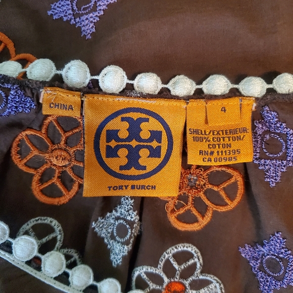 Tory Burch Long Sleeve Embroidered Peasant Top - Picture 5 of 8